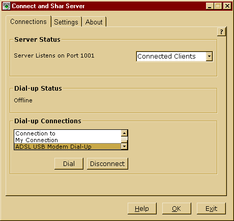 Connect and Shar - Remote control modem and Internet connection