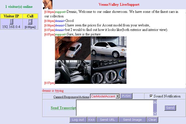 Screenshot of VenusValley Live Support