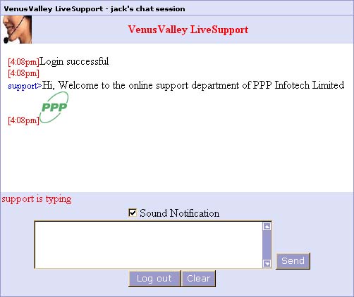 Visitor chat window can display images and can provide sound alerts when new messages arrive